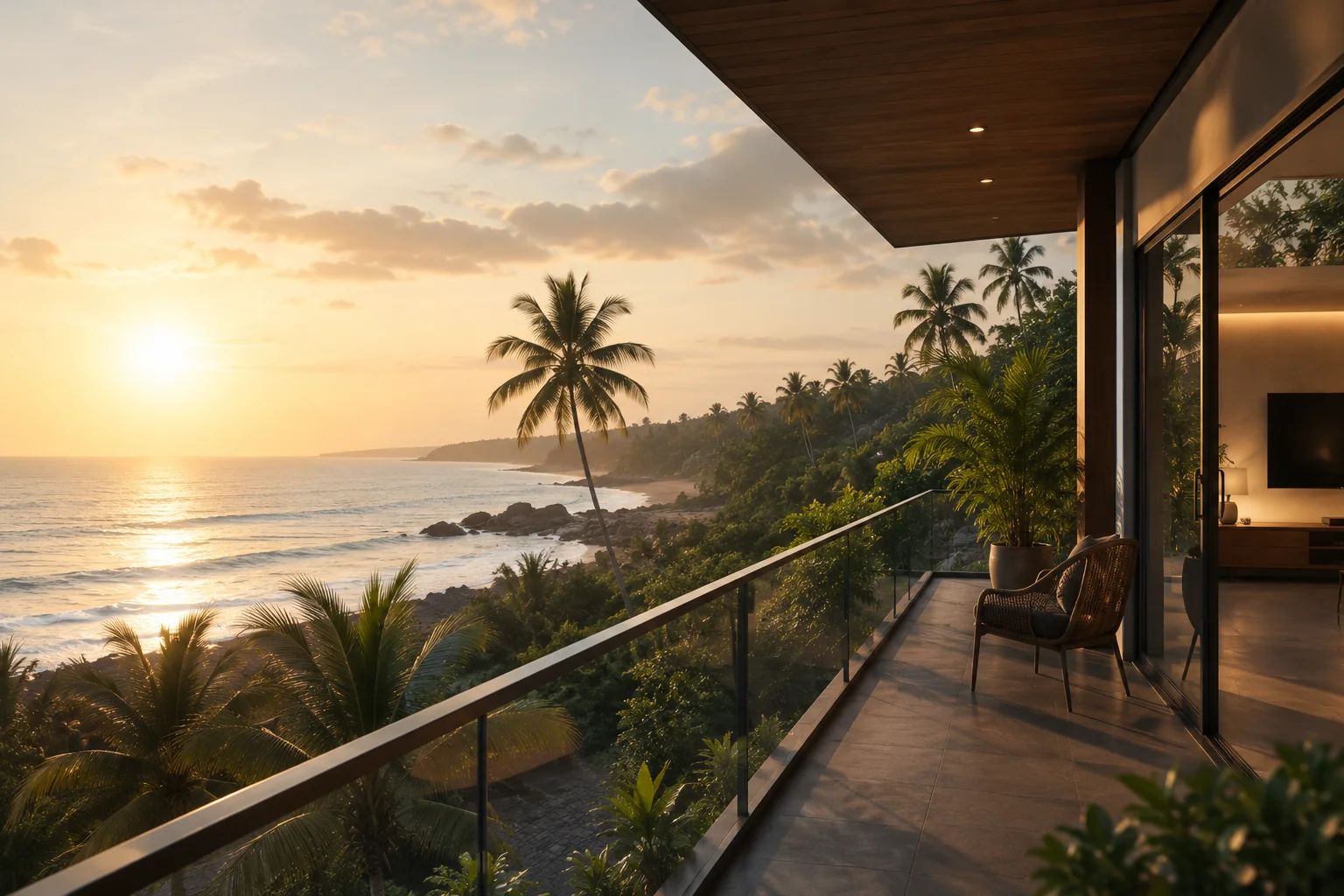 Modern coastal home overlooking the sea